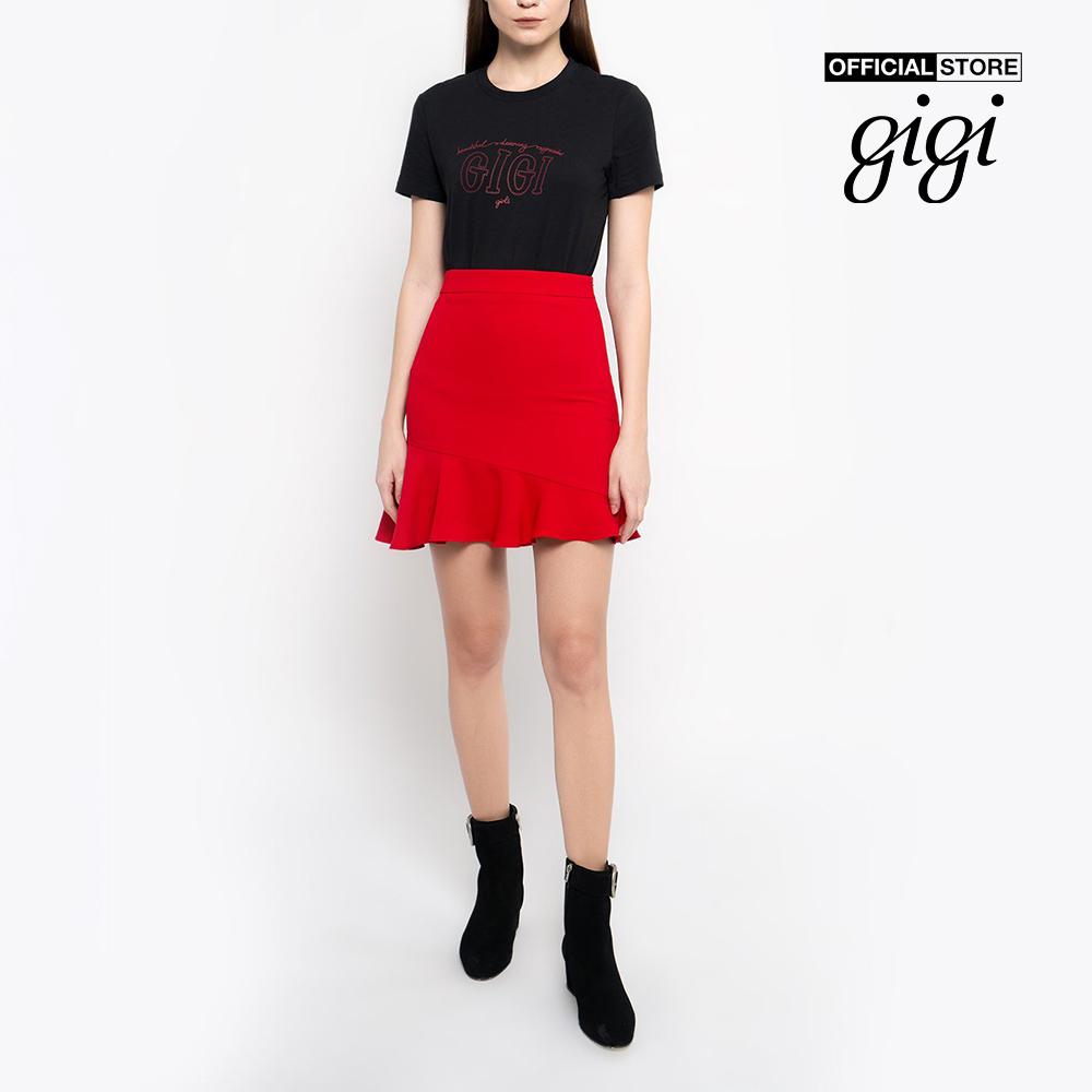 GIGI - Áo thun nữ ngắn tay cổ tròn phối chữ in thời trang G1203A211256