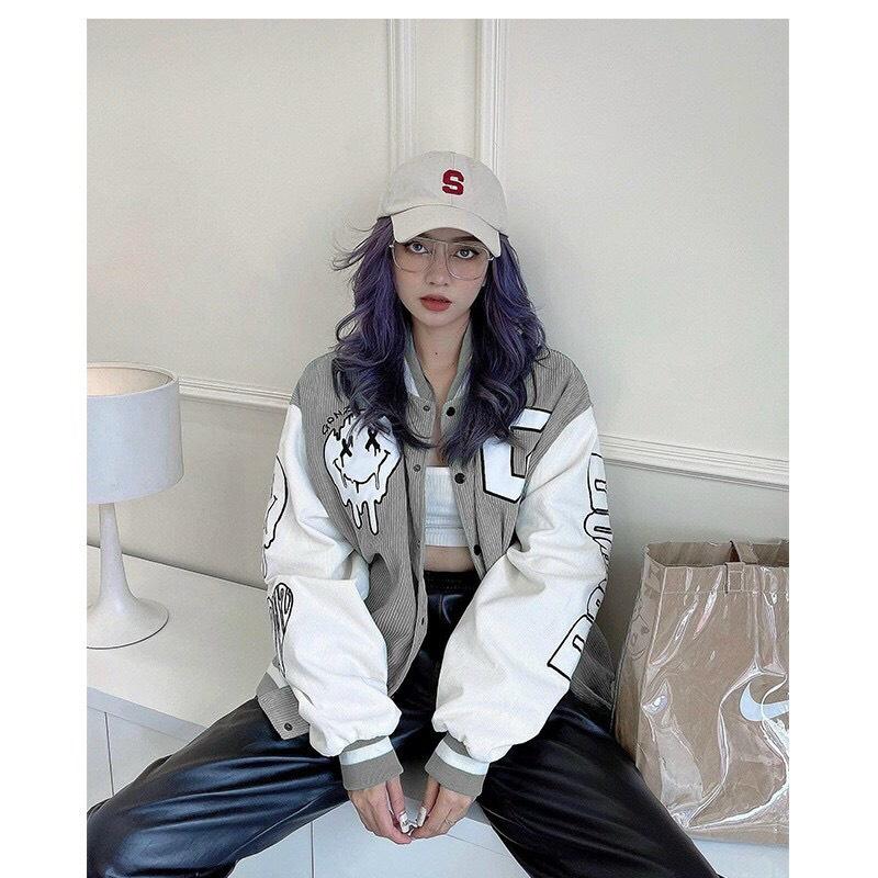 Áo khoác nhung kiểu bomber logo chữ G nam nữ với chất nhung dày dặn và mềm mịn freesize từ