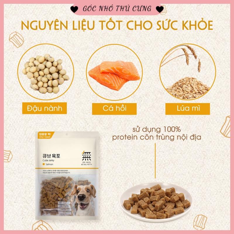Viên thịt bò, gà và cá hồi Bowwow Cube Jerky - Snack cho chó