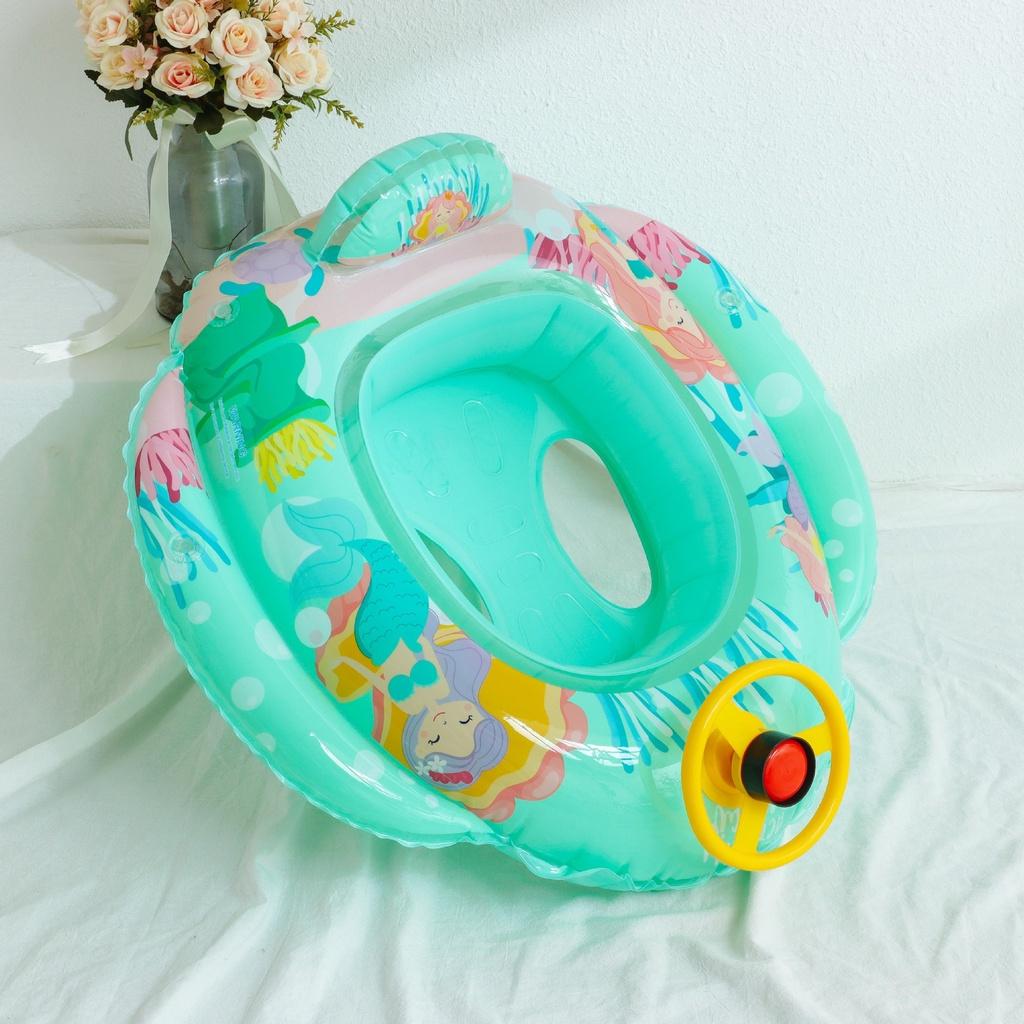 Phao Bơi Tròn Có Vô Lăng Họa Tiết Hoạt Hình Cho Bé 2-6 Tuổi