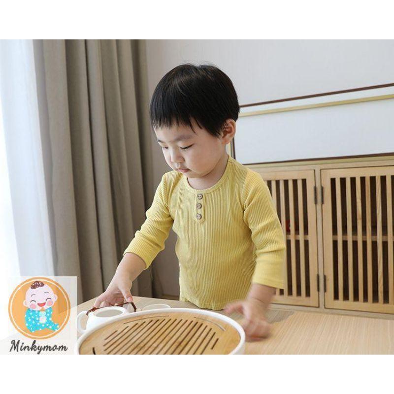 Bộ Đồ Thun Gân Dài Tay 3 Cúc Thu Đông