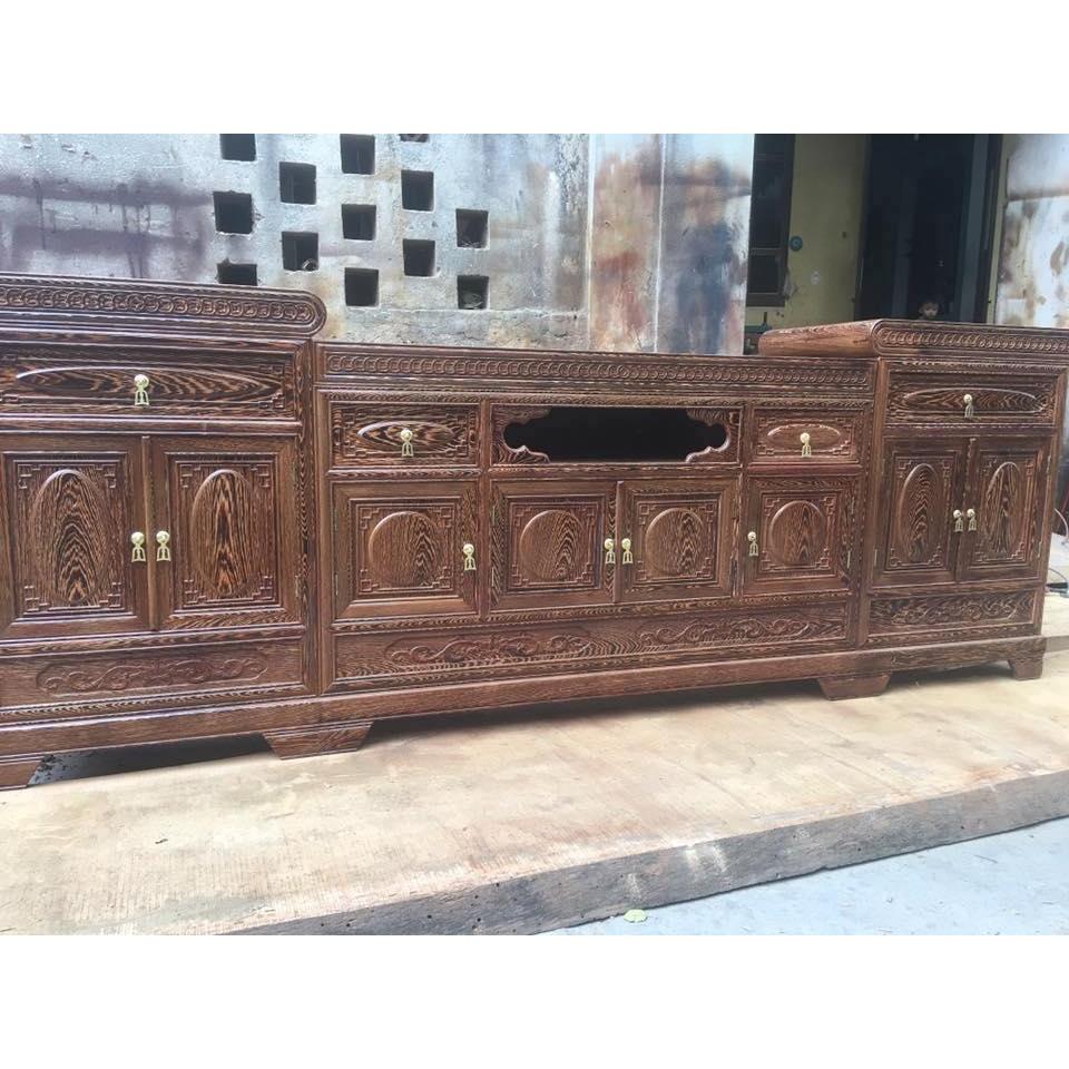 Kệ tivi mõ gỗ mun đuôi công