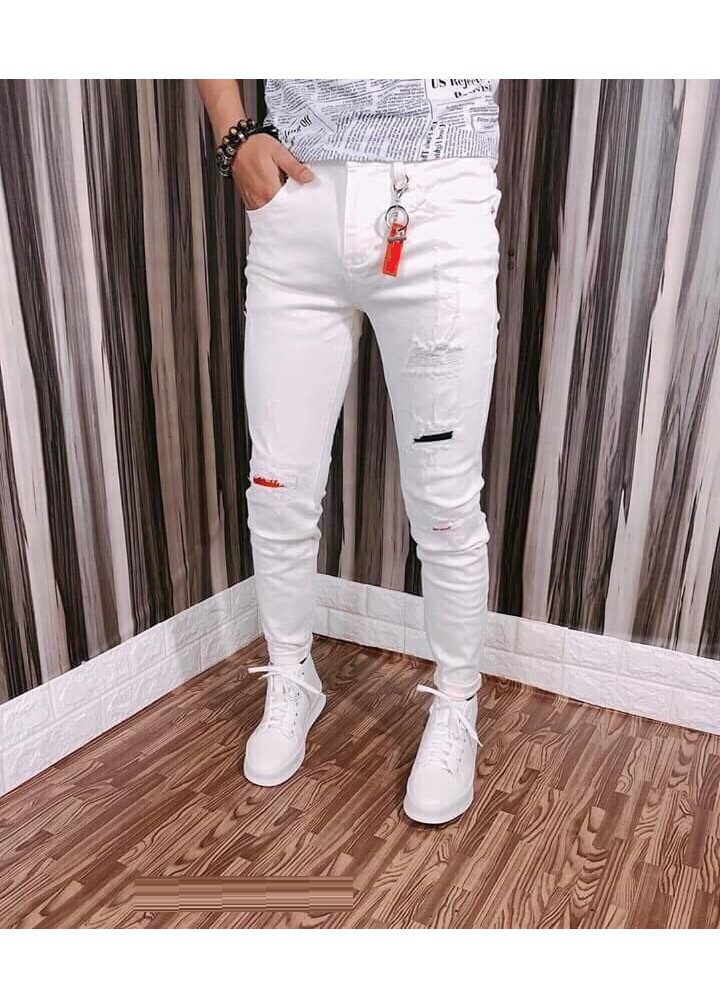 QUẦN JEAN NAM TRẮNG PHỐI MÀU