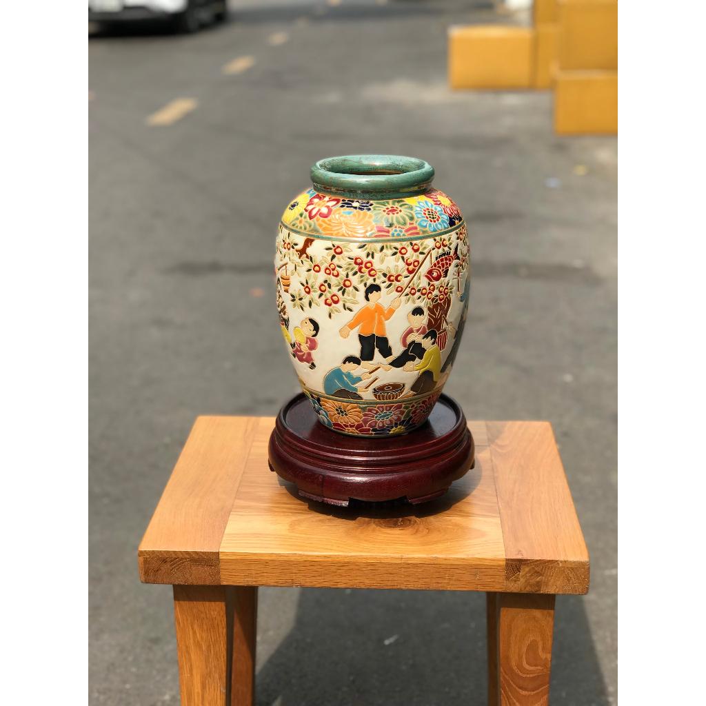 BÌNH HOA GỐM SỨ THỦ CÔNG NAM BỘ HỌA TIẾT TẾT TRUNG THU CĂM HOA TRANG TRÍ DECOR