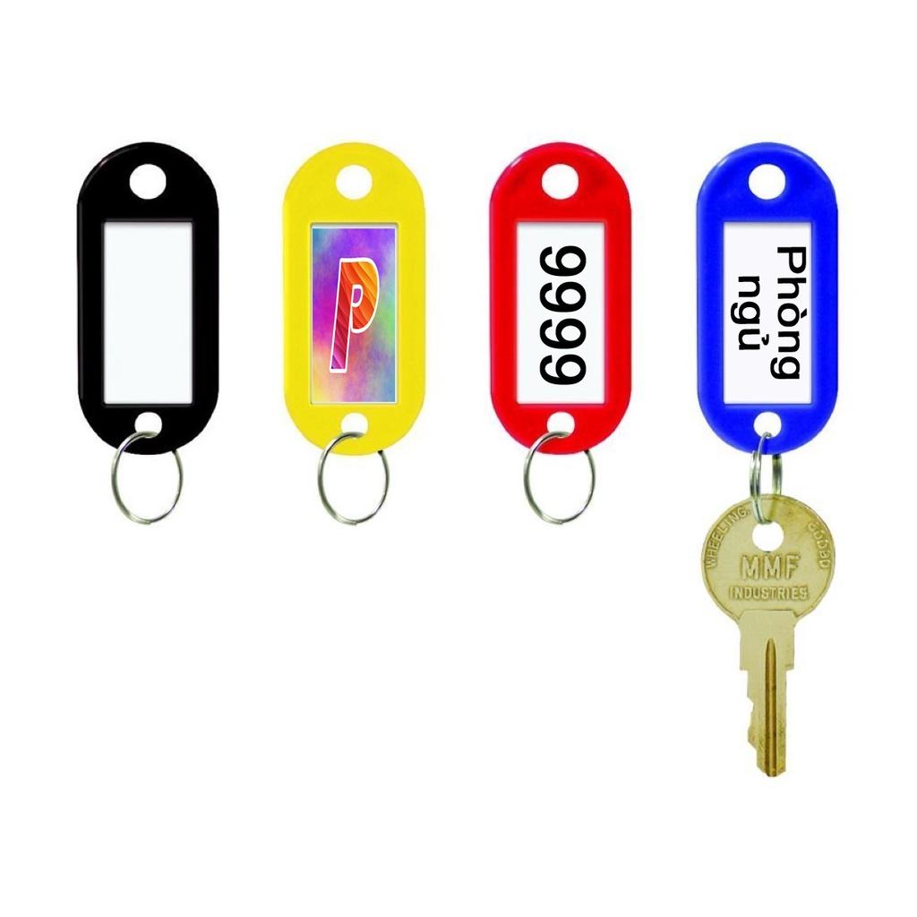 Bộ 10 thẻ móc khóa kèm vòng thép, ghi chú hành lý, đánh dấu chìa khóa, thẻ tên name tag ghi thông tin