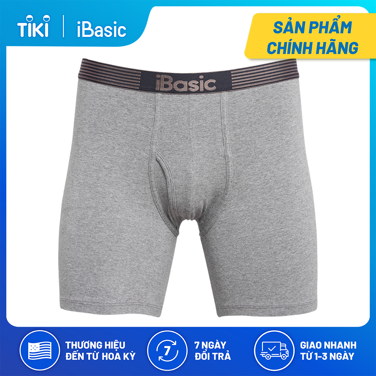 Combo 3 quần lót nam cotton đùi dài iBasic PANM083
