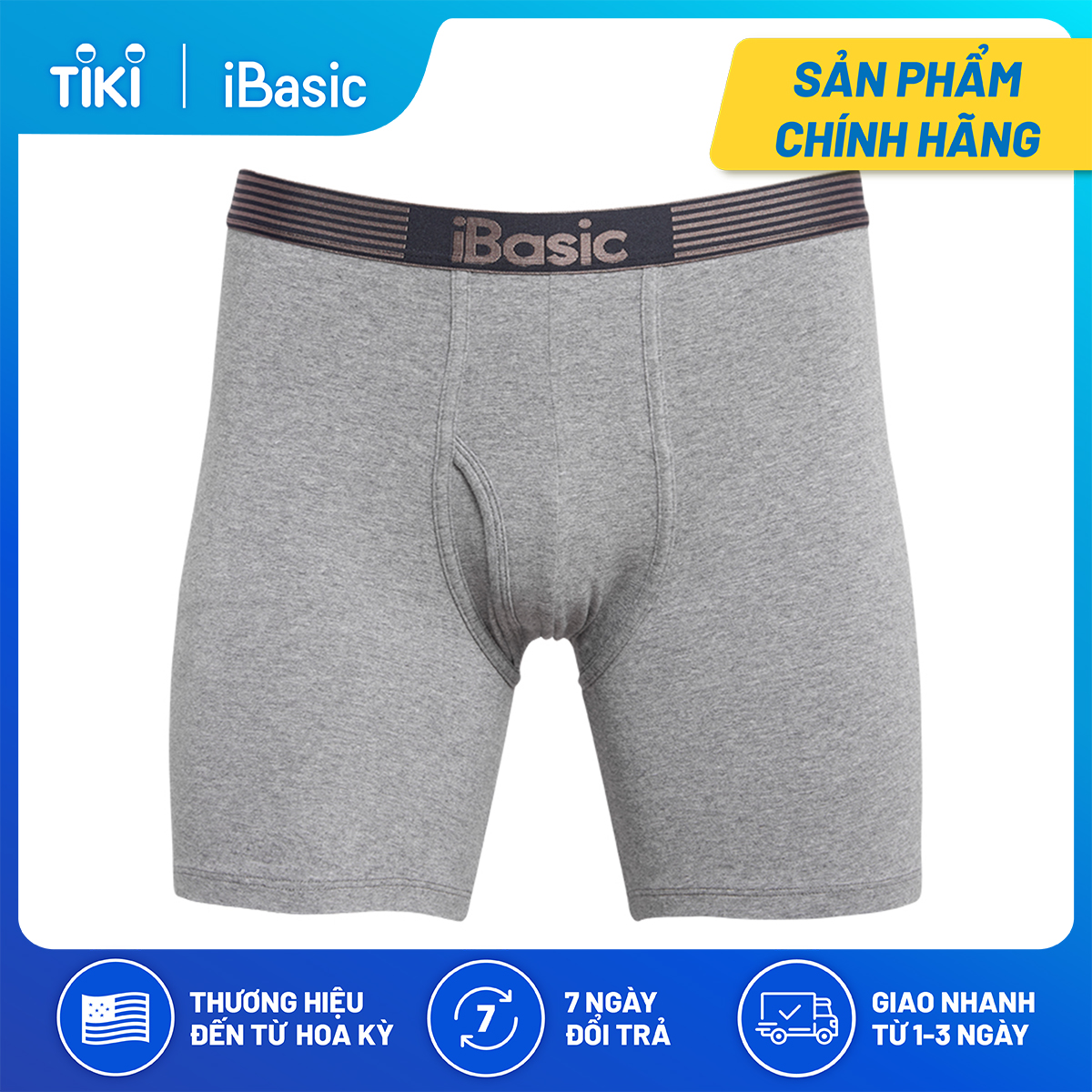 Quần Lót Nam Cotton Đùi Dài Ibasic Panm083 - Xám Melange Đậm - Xl