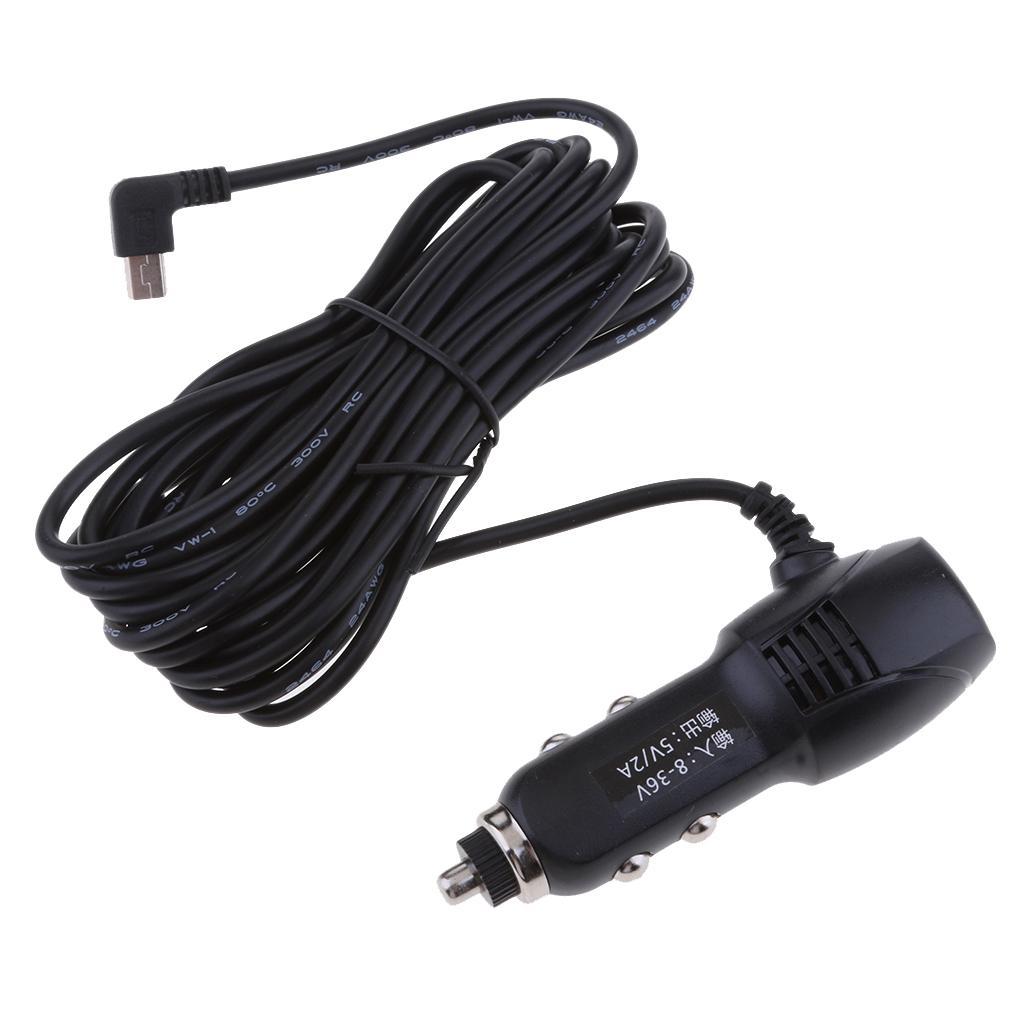 Universal 5V 2A Car Charger Adapter with Mini USB Right Cable for GPS DVR