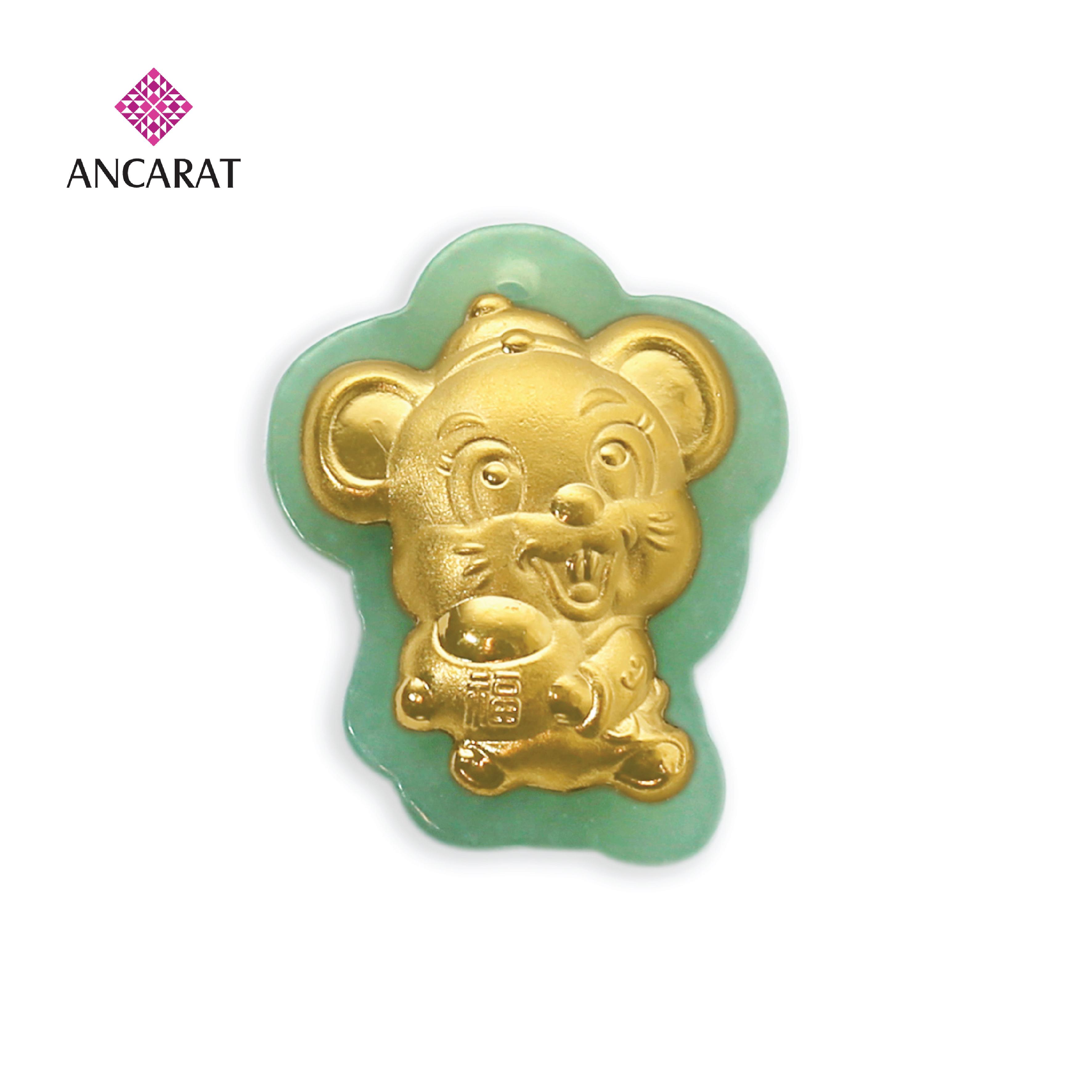 ANCARAT - Mặt dây phỉ thuý kim tý nén vàng - Miễn phí tết dây đeo cổ