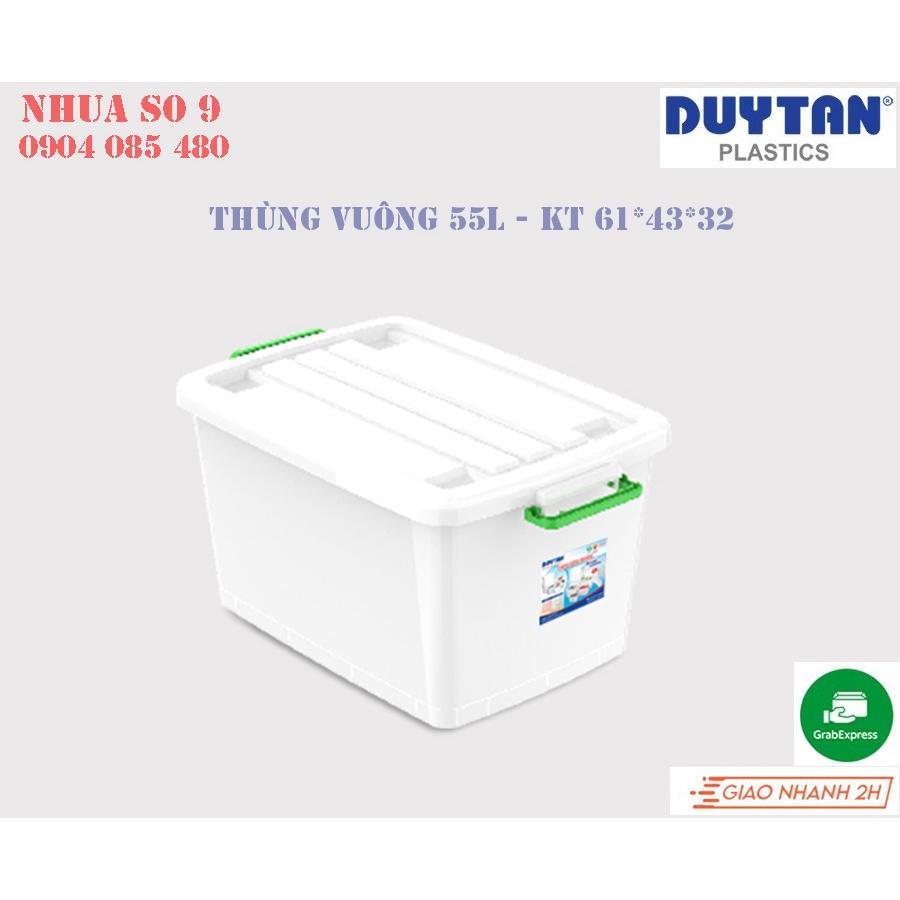 Thùng nhựa bánh xe 55 lít trắng đục Duy Tân