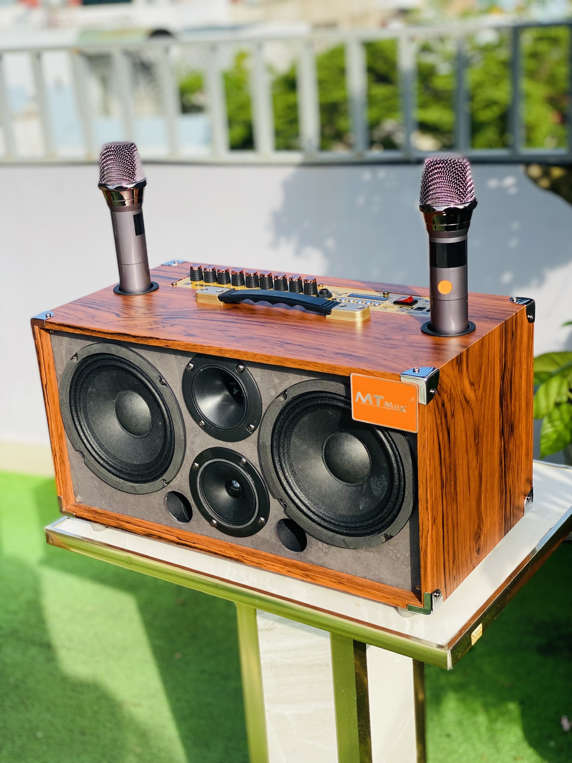 Loa Karaoke Mini MT P266 Bass đôi 17 Công Suất 250w Kết Nối Bluetooth, Hát Cực Hay Kèm 2 Micro Không Dây Hút Tiếng Hát Nhẹ Bảo  Hàng Nhập Khẩu