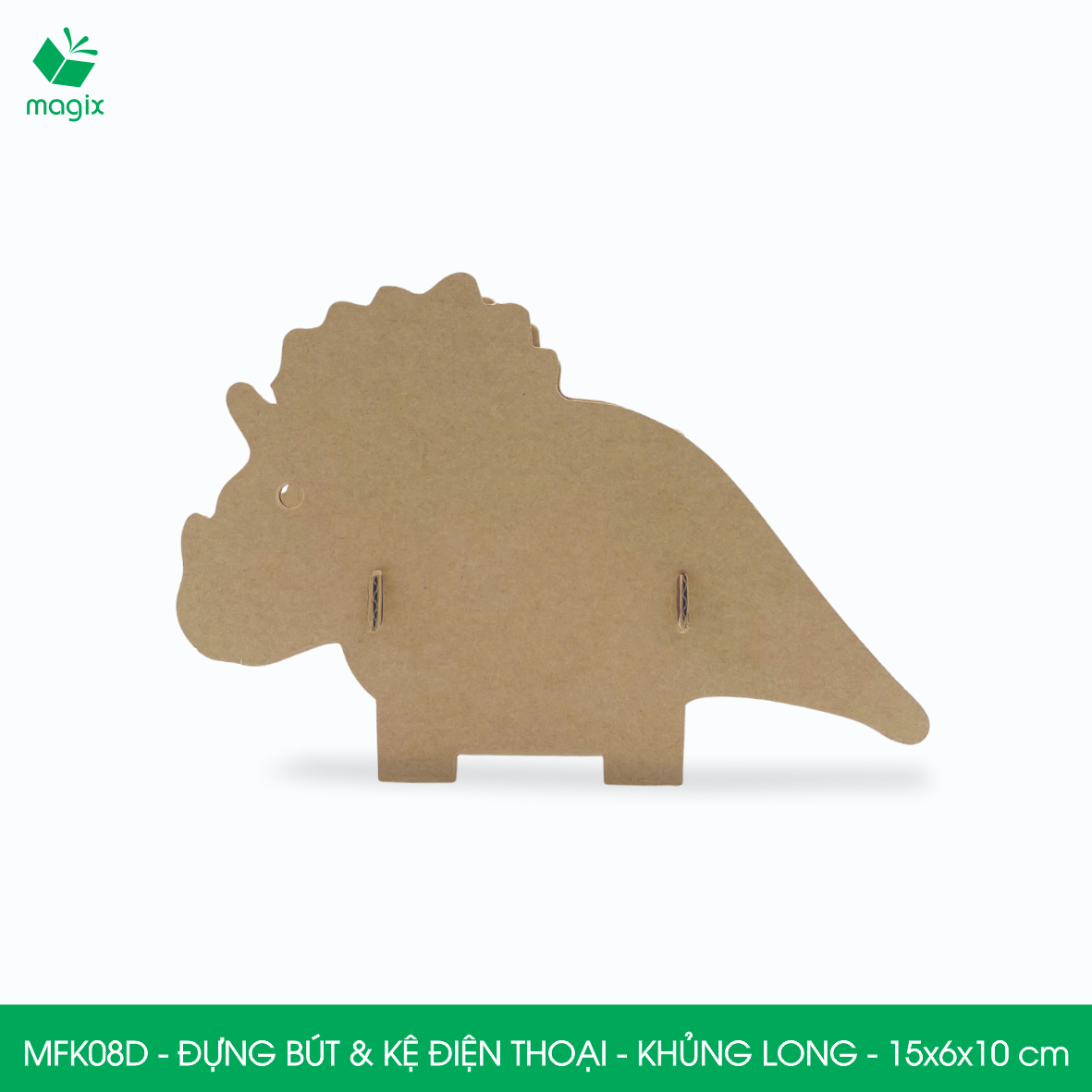 MFK08D - Đựng bút &amp; kệ điện thoại bằng giấy carton - Hộp bút kiểu dáng Khủng long - 15x6x10 cm