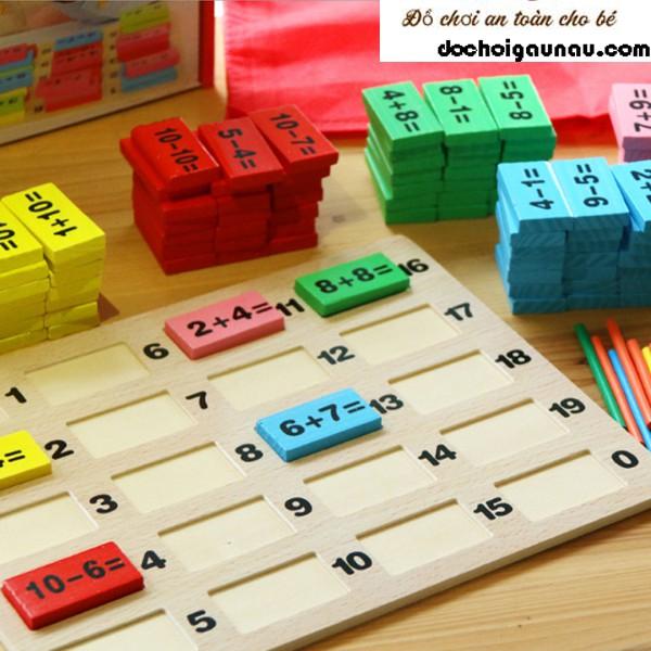 Đồ chơi Domino 110 quân bằng gỗ kèm que tính