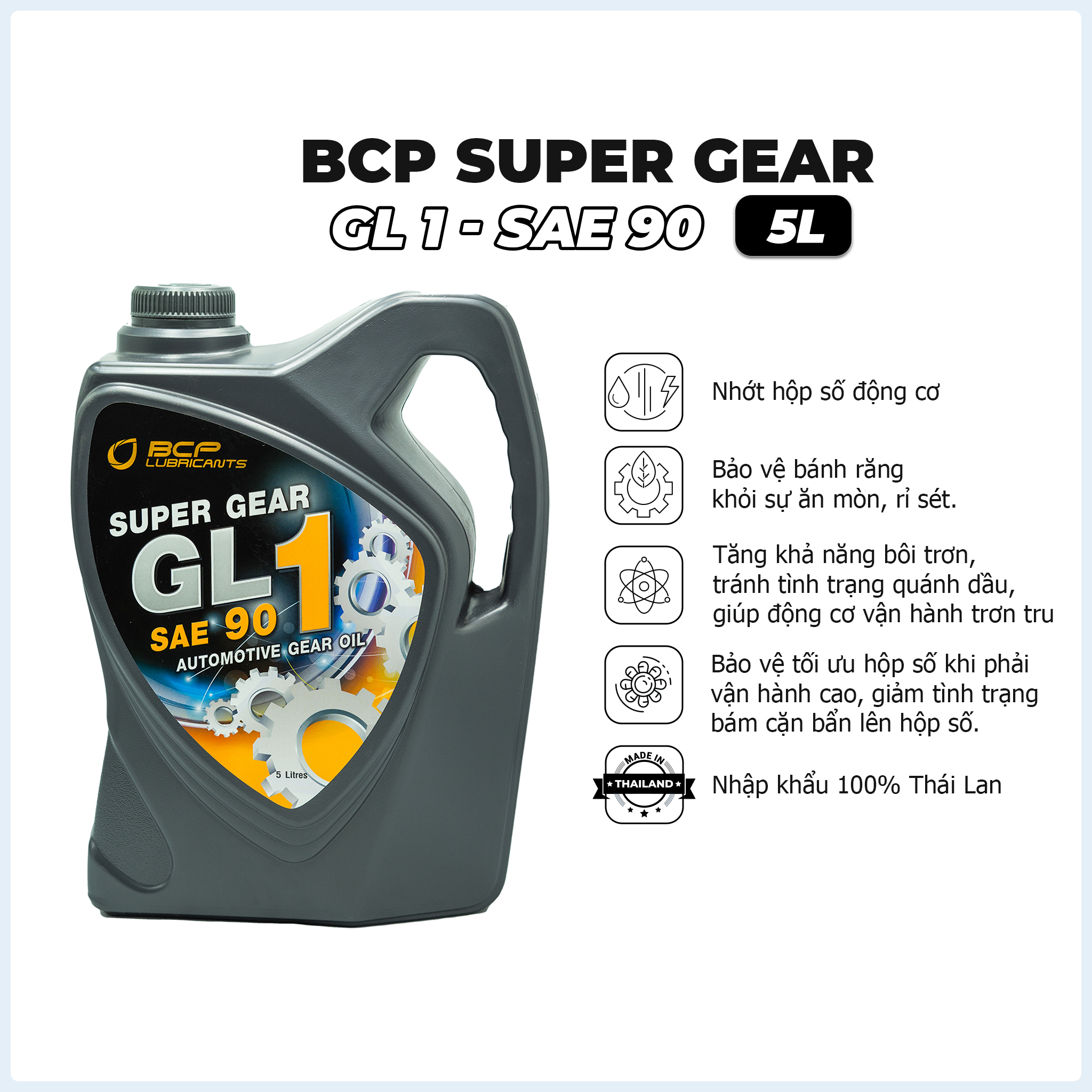 Dầu Hộp Số Ô tô, Nhớt Cầu Hộp Số Xe Tải BCP Thái Lan 5L