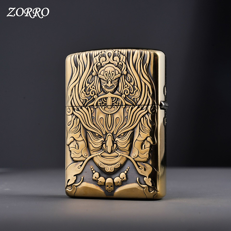 Vỏ Hột Quẹt Bật Lửa Xăng Đá Zorro Z19 Họa Tiết 3D Cực Độc Đáo Nắp Giữ Xăng Kín