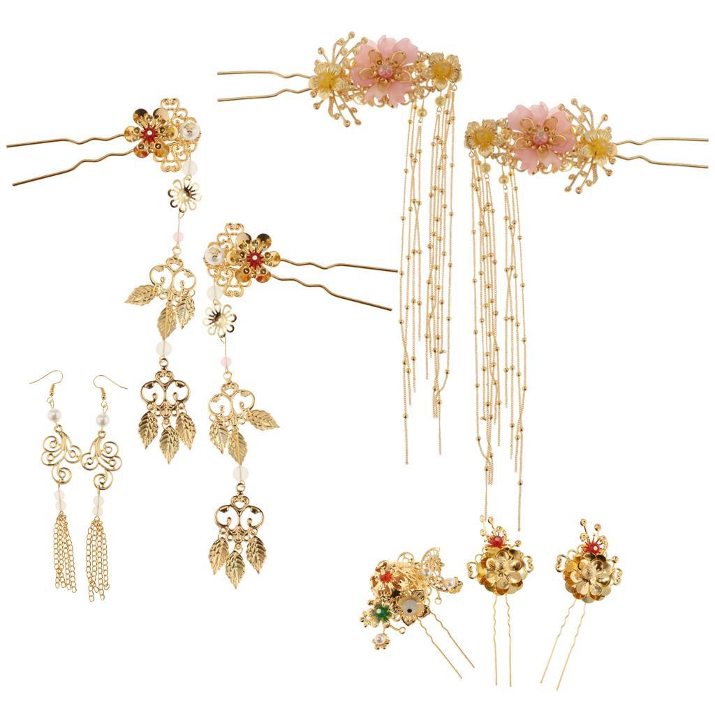 Charm Chinese Wedding Bridal Tiara Earrings Hairpin Set for Wedding Supplies