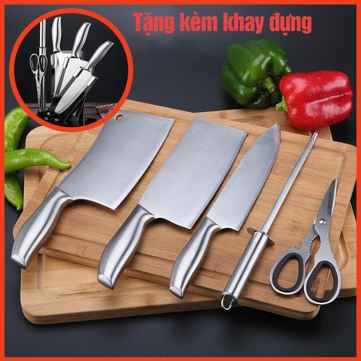 Bộ dao Nhật inox 6 món cao cấp tặng kèm kệ cắm dao tiện dụng