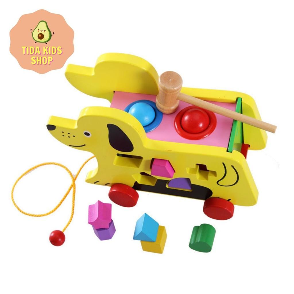 Đồ Chơi Đập Bóng, Thả Hình Con Chó, Gỗ Dày Đẹp Cho Bé