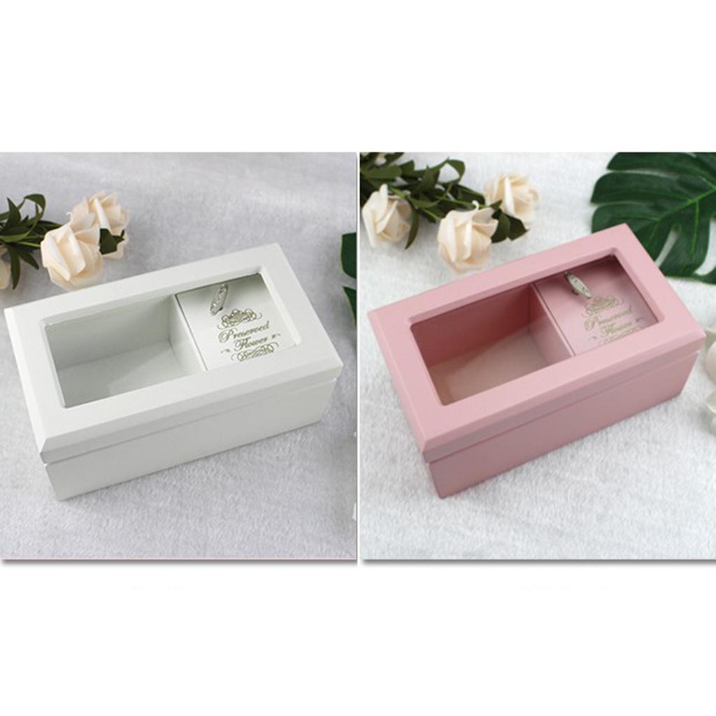Hình ảnh Lovely Wooden Musical Jewelry Box Display Case Jewely Organizer Showcase Pink/White