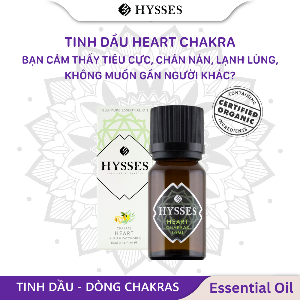 Tinh Dầu Cao Cấp Hysses Chakras Heart Tăng Năng Lượng Luân Xa Cảm Xúc Tạo Cảm Giác An Toàn, Giảm Căng Thẳng, Tăng Tuần Hoàn Máu Cho Tim Mạch Với Tinh Dầu Cam Yuzu - Hoắc Hương Hữu Cơ Tự Nhiên