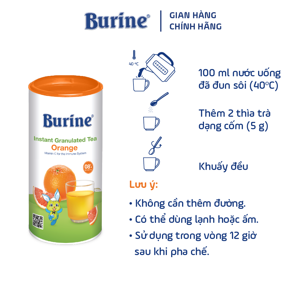 Trà cốm hoa quả Burine 200g Các vị - bổ sung Vitamin, tăng đề kháng cho bé