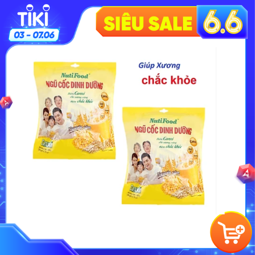 (Date T10/2025)Combo 2 túi NGŨ CỐC DINH DƯỠNG NGUYÊN CÁM NUTIFOOD CANXI 500GRAM , Giúp Xương,Răng Chắc Khỏe.