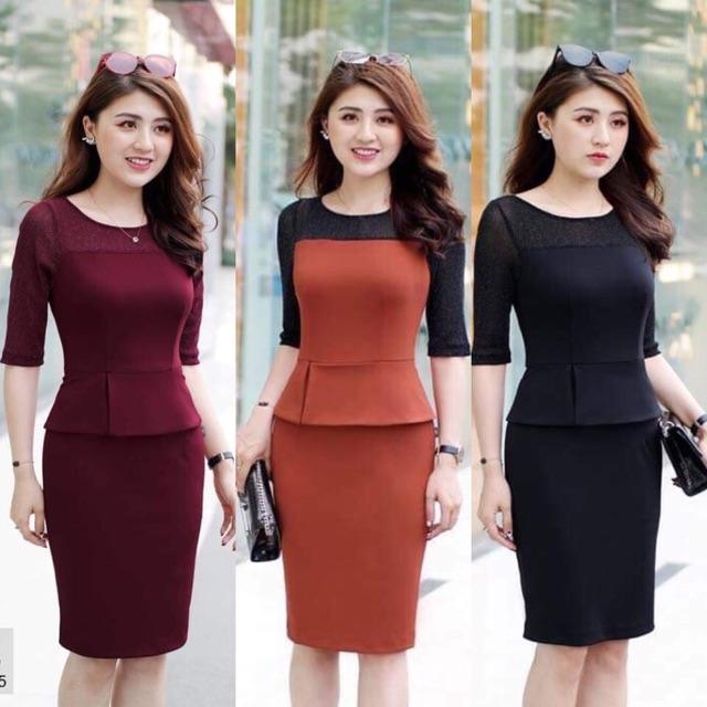 Đầm ôm xẻ peplum