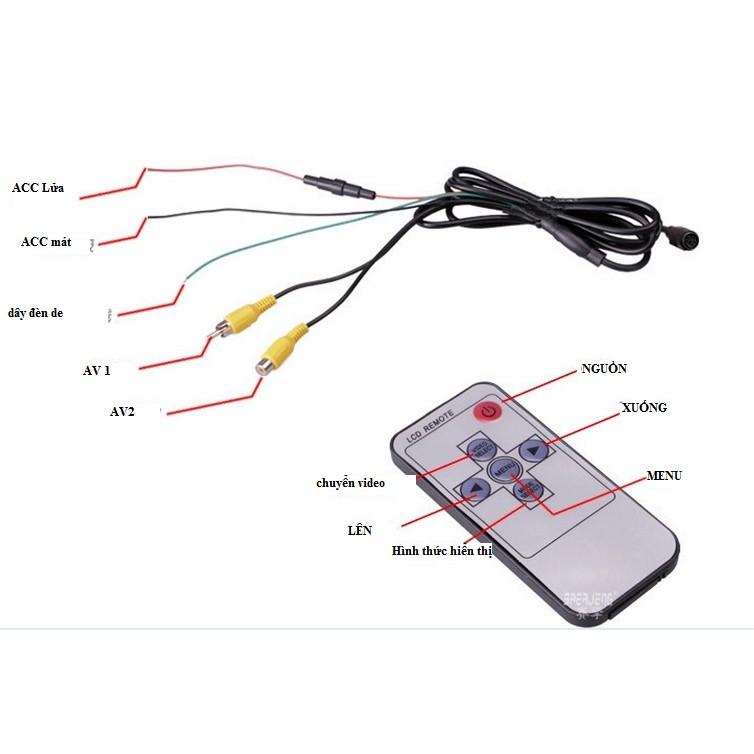 Combo Màn Hình LCD Ốp Gương Ô Tô HD 7 Inch Và Camera Lùi 4 Led Đen