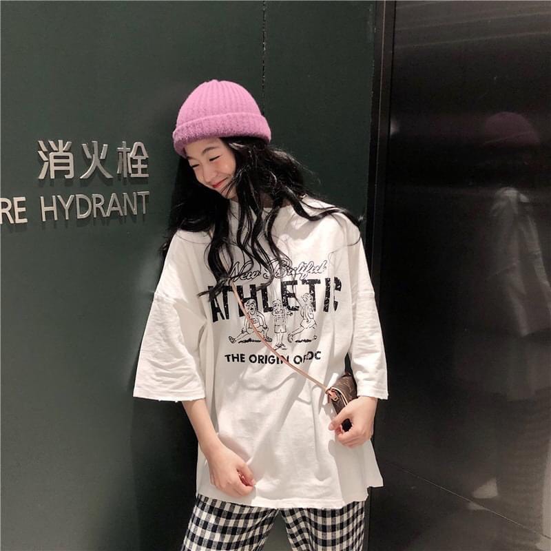 [ Có Ảnh Thật ] Áo thun unisex tay lỡ form rộng - Phông Athletic