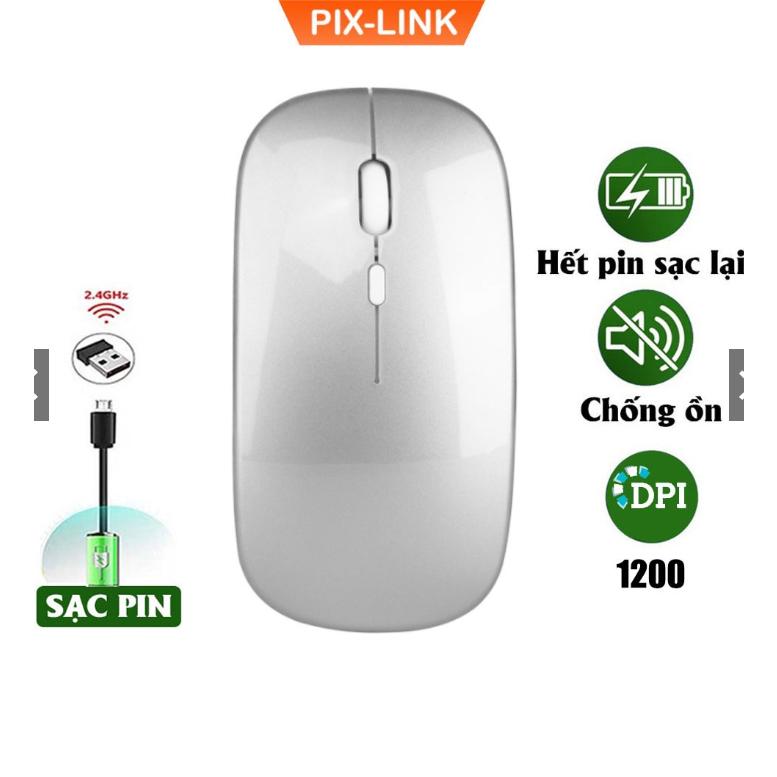 Chuột không dây pin sạc 2.4GHz P1 siêu mỏng kHÔNG gây tiếng ồn sạc 1 lần dùng 1 tuần