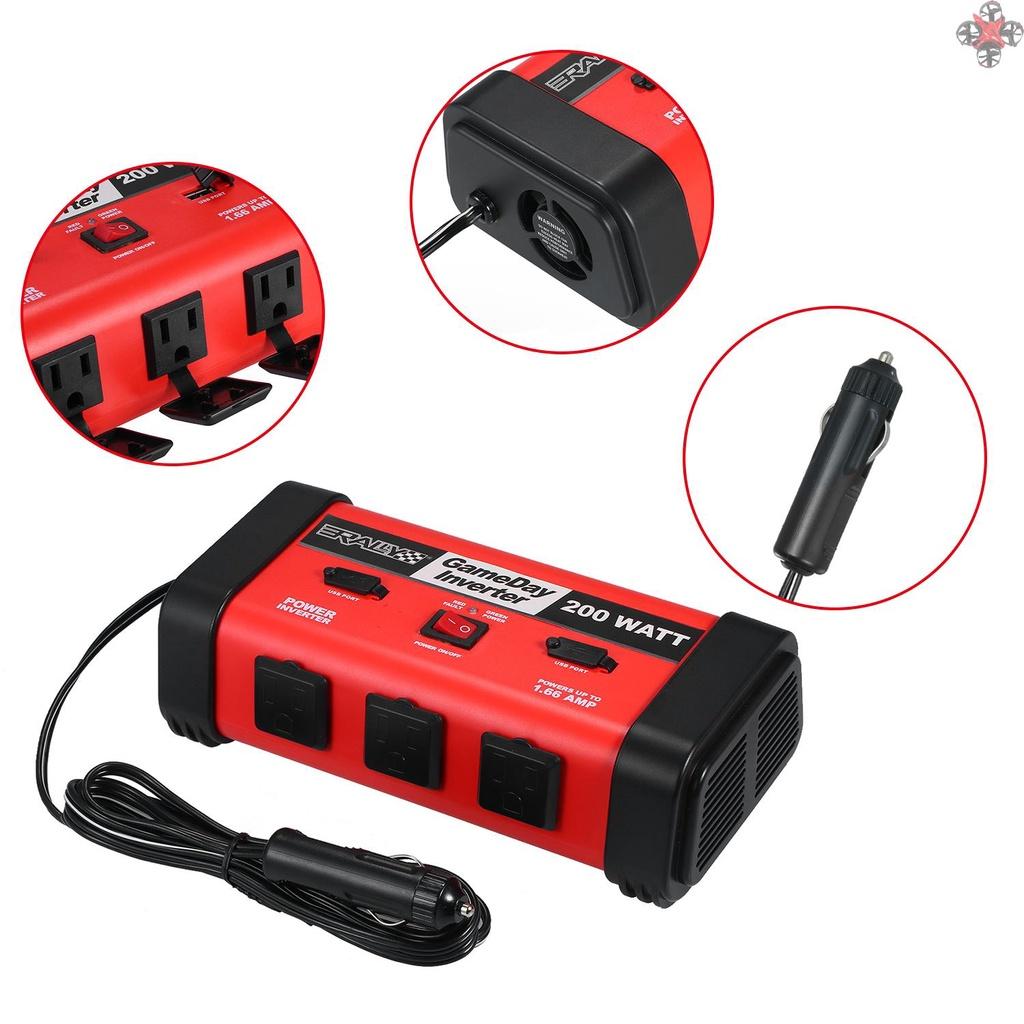 200W Car Power Inverter DC 12V to 110V Modified Sine Wave Converter with USB Port for Laptop Smartphone Household Appliances