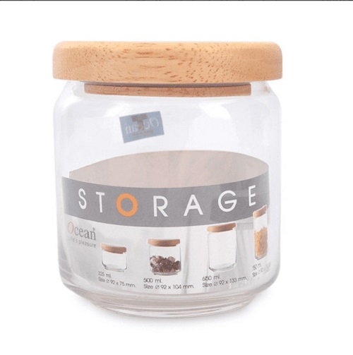 Hũ Thủy Tinh Ocean Pop Jar Wooden Lid Cao cấp - Nắp Gỗ