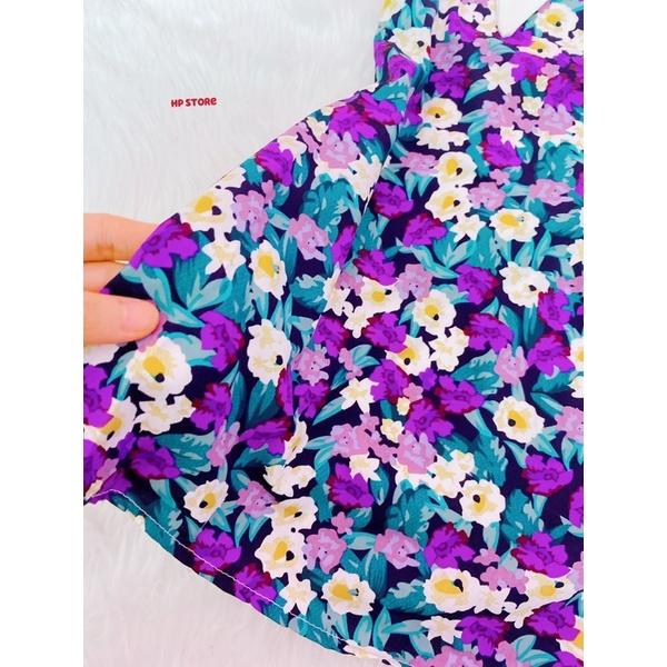 Đầm Hoa 15-17Kg Aline Hoa Tím Cổ Kiểu Bé Gái Chất Đẹp