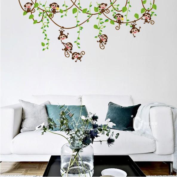 DDecal dán tường trang trí - Dây leo Monkey cho BÉ