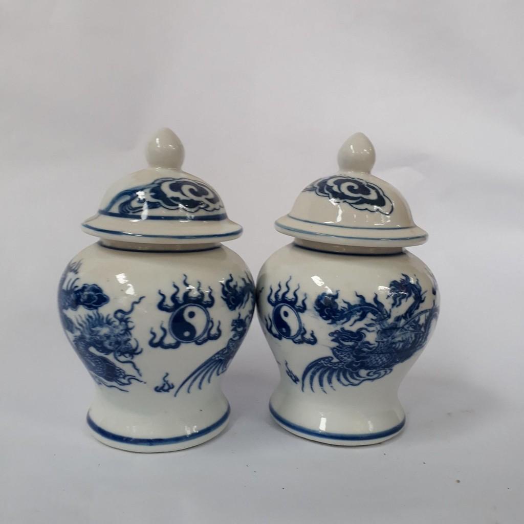 Bộ 2 chóe thờ sứ Bát Tràng - 10 cm