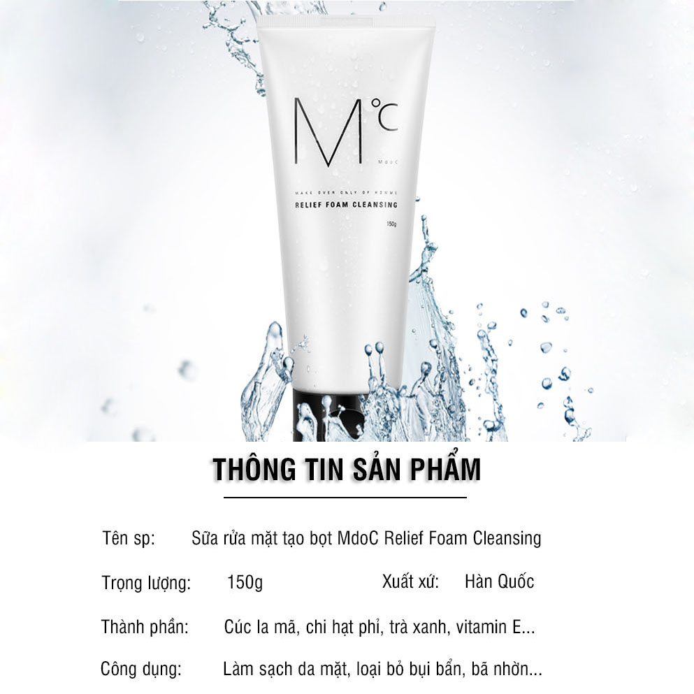 [ Tặng dao cạo râu ] Sữa rửa mặt nam MdoC Relief Foam Cleansing 150g loại bỏ bã nhờn sạch sâu JN-MRM03