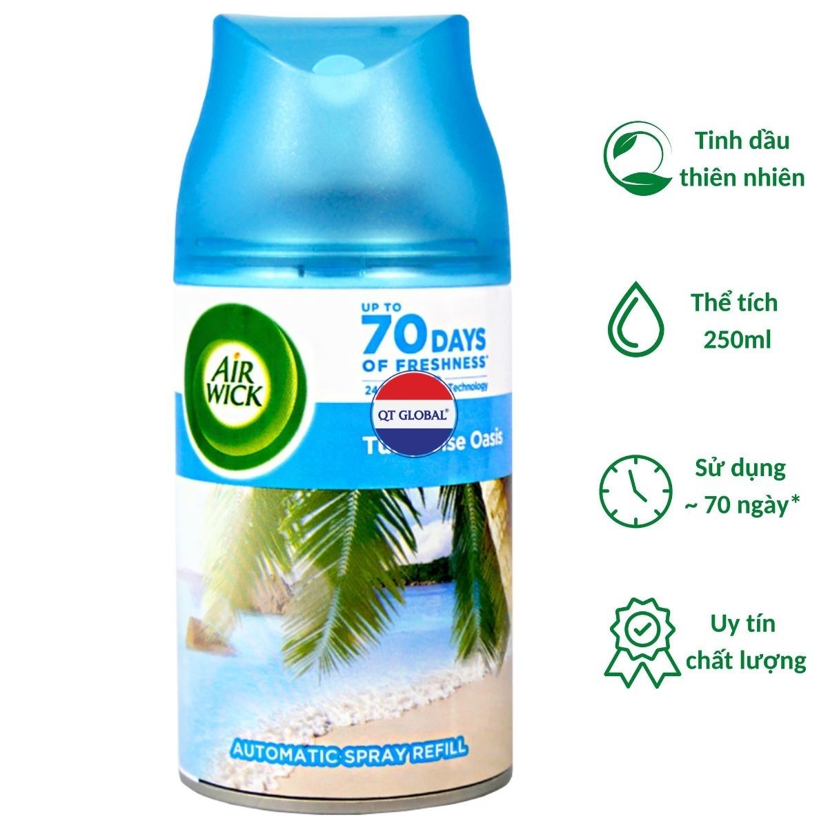 Bình xịt thơm phòng Air Wick Turquoise Oasis 250ml QT006526 - hương gió biển