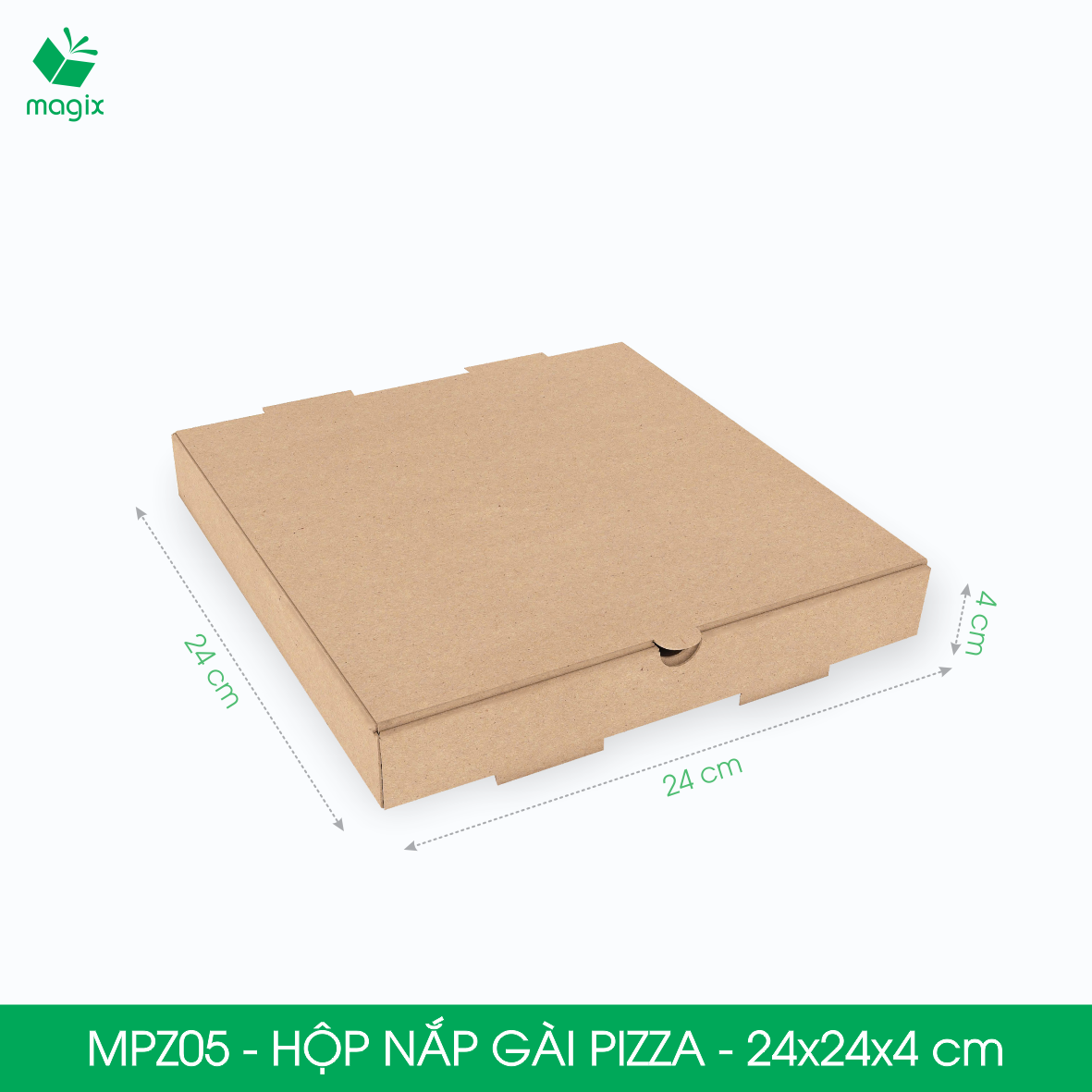 MPZ05 - 24x24x4 cm - 20 Hộp nắp gài pizza đa dụng - Hộp nắp gập, hộp carton gói hàng, hộp quà