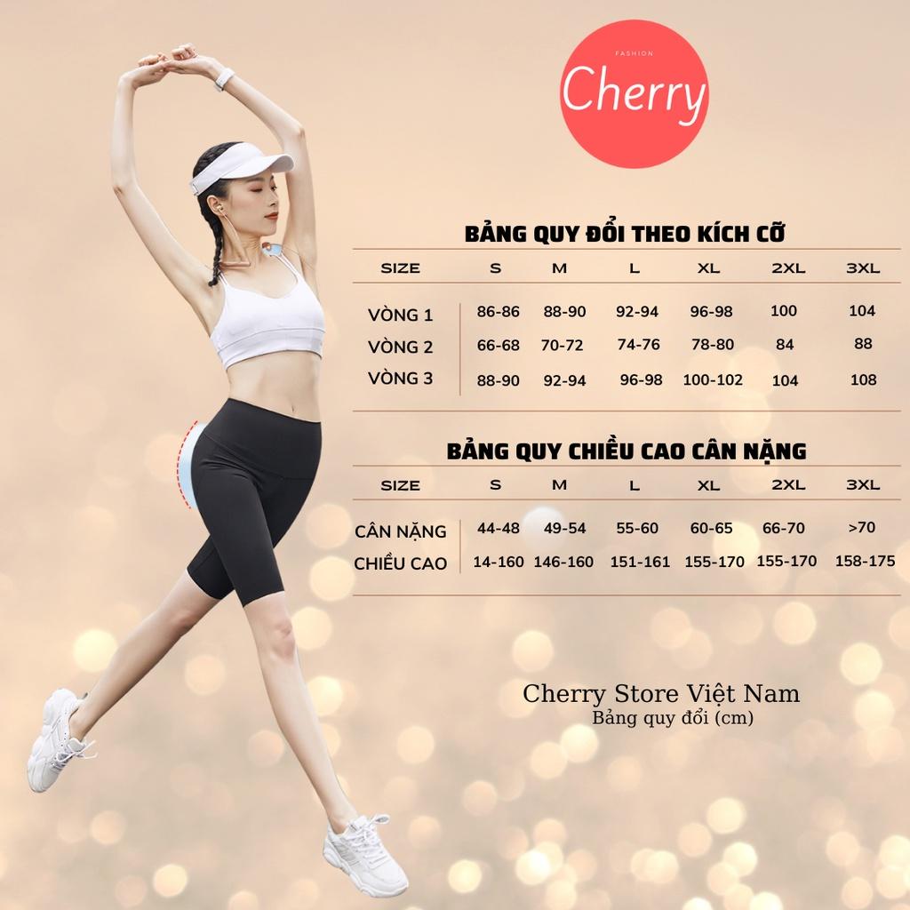 Quần legging lửng lưng cao dày dặn CHERRY vải thun thái cao cấp dáng ôm mặc nhà đi chơi tập gym T006