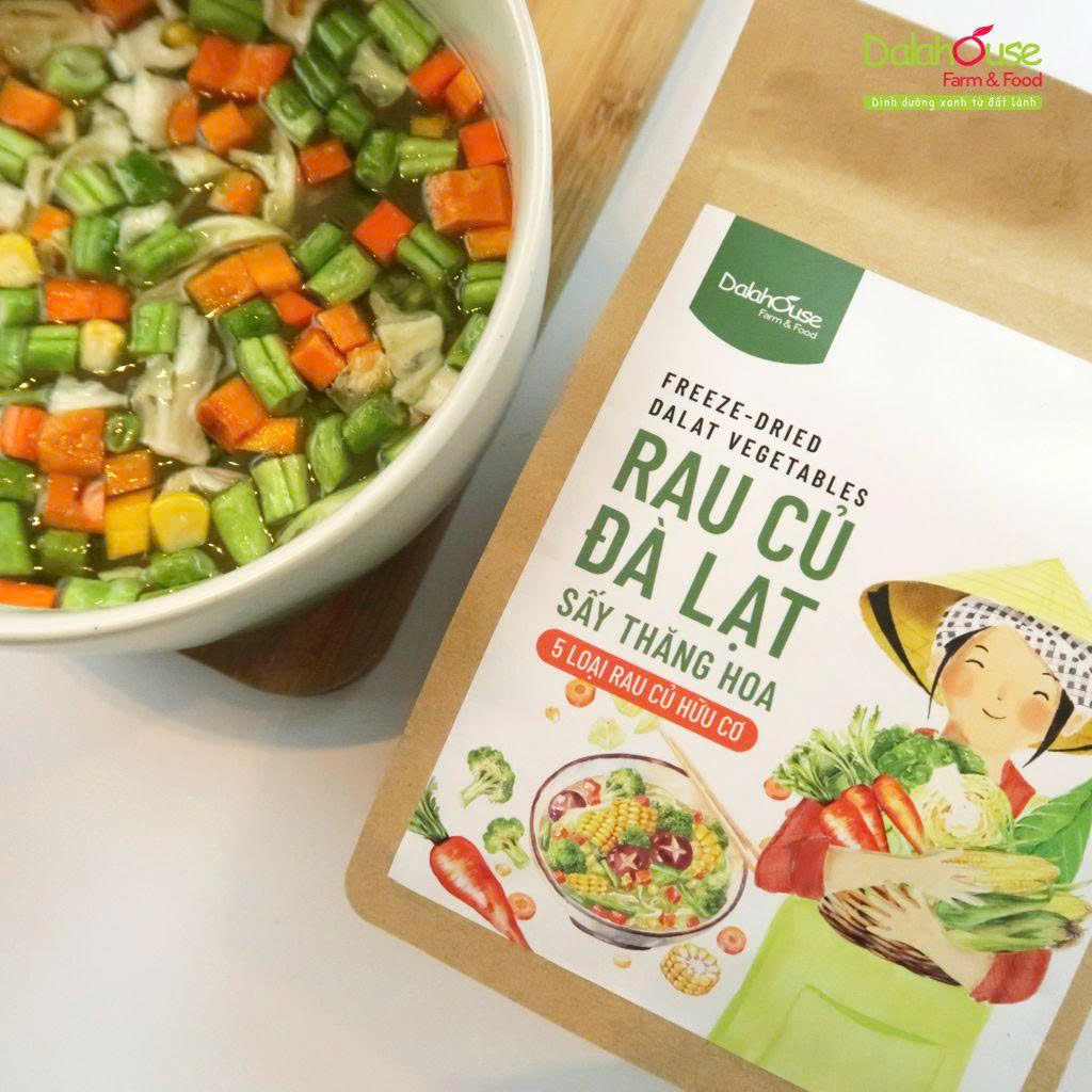 Rau Củ Đà Lạt Sấy Thăng Hoa Dalahouse Gói 50g - Rau Củ Giòn Nhẹ Tiện Lợi Dùng Nấu Mì, Cháo, Canh