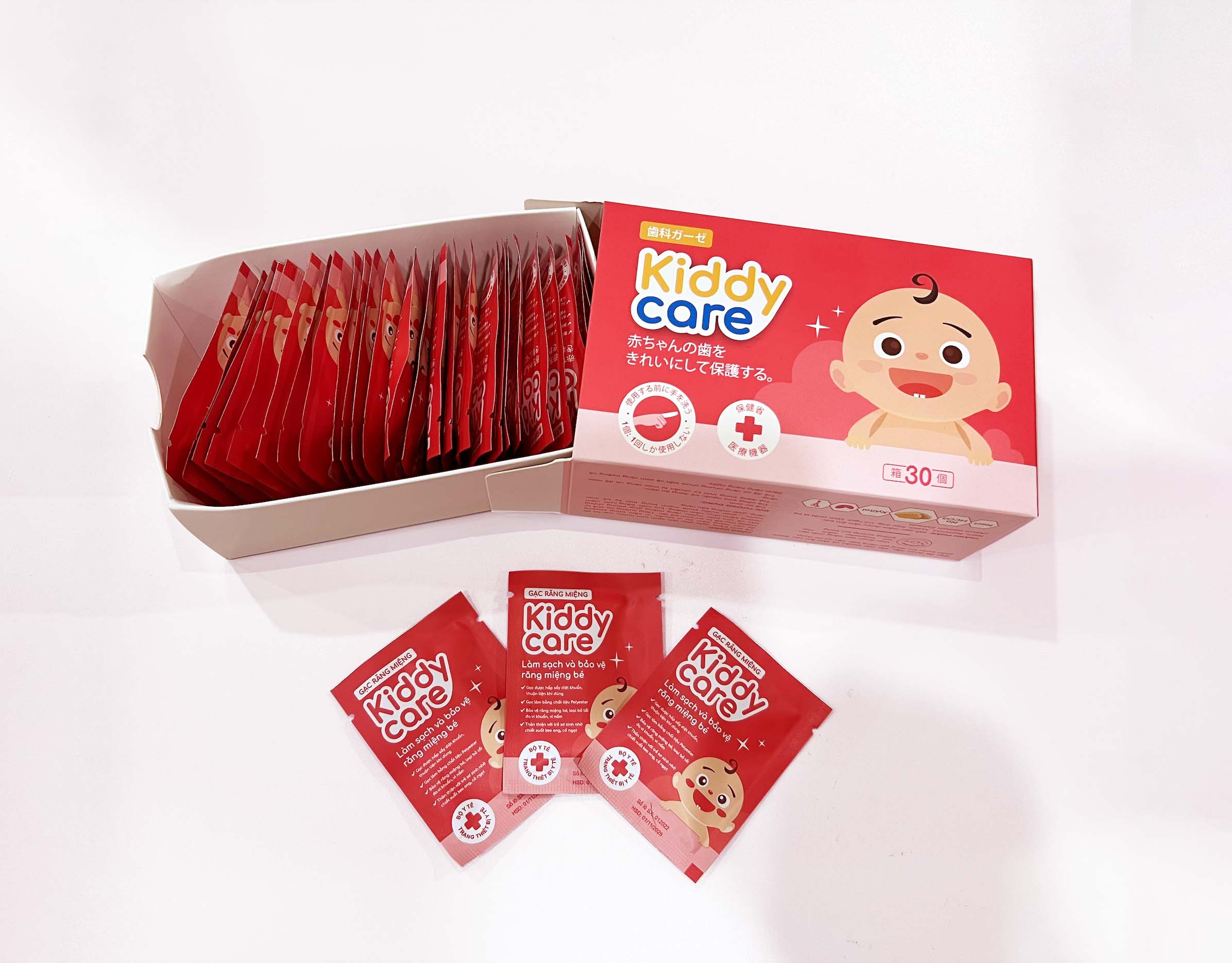 Gạc Rơ Lưỡi, Vệ Sinh Răng Miệng Cho Bé KIDDYCARE HERBLAND hộp 30 gói