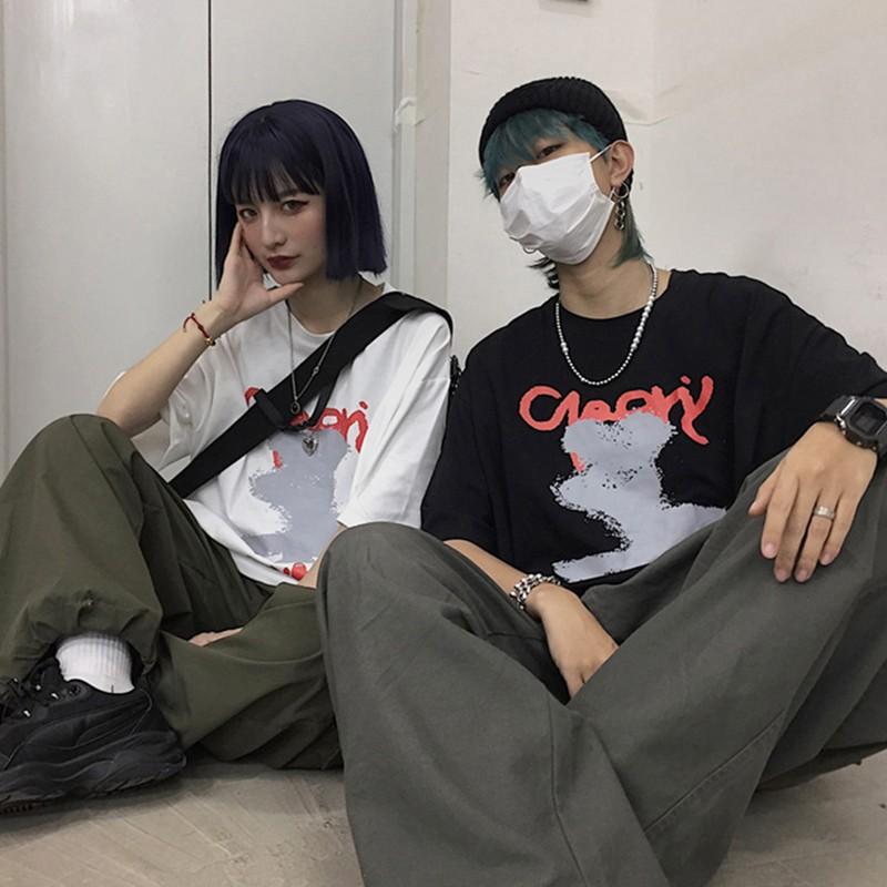 Áo Thun Ngắn Tay In Họa Tiết Graffiti Phong Cách Hàn Quốc