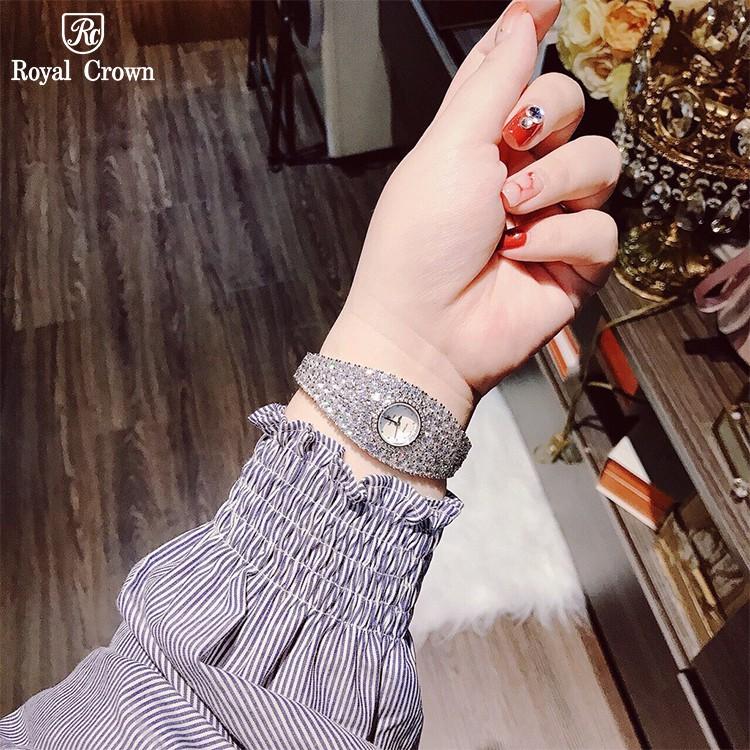 Đồng Hồ Nữ Chính Hãng Dây Kim Loại Đính Đá Royal Crown 5312 Chống Nước Chống Xước