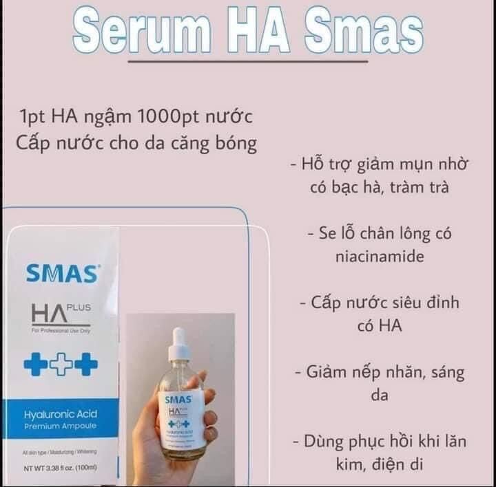 Tinh Chất Serum HA SMAS cấp ẩm mịn da - SMAS HA plus Hyaluronic Acid premium Ampoule 100ml