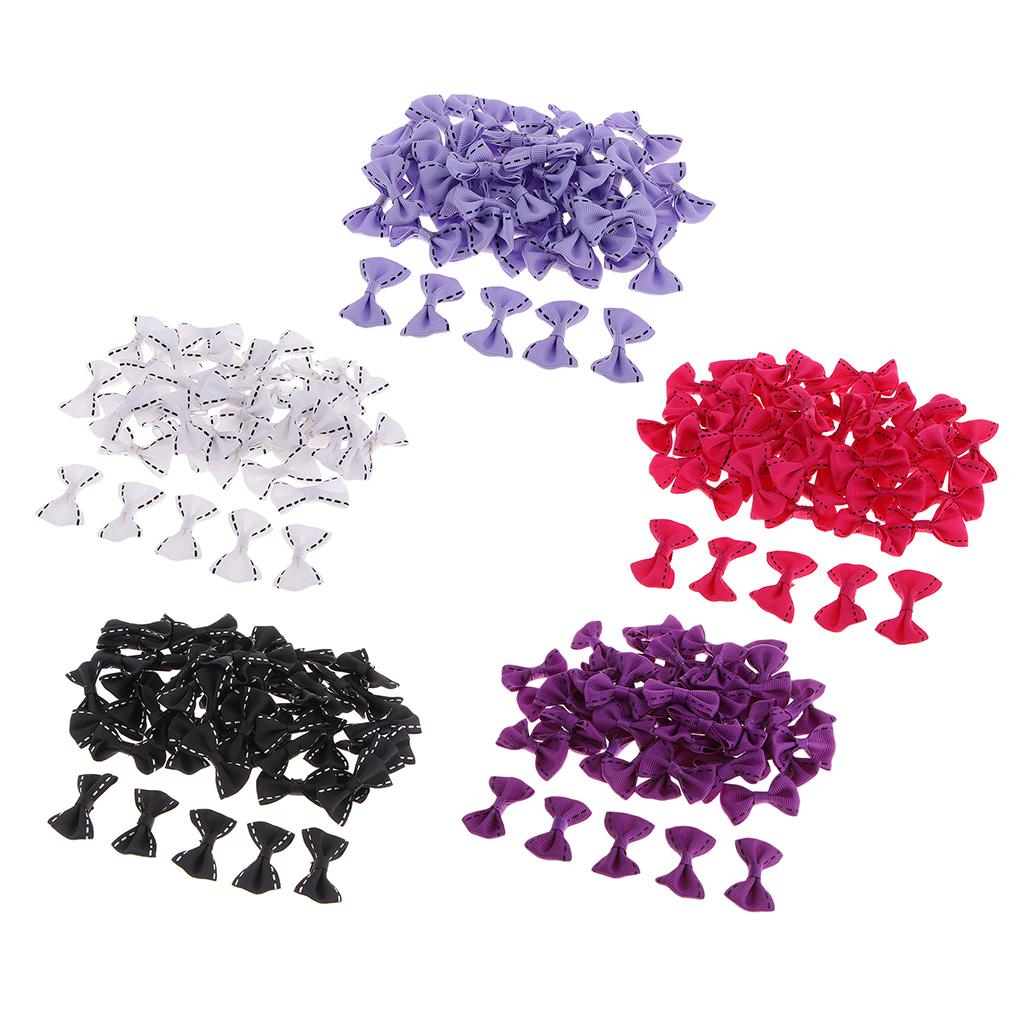 50 Pieces Cute Satin BOW Ribbon Applique Embellishments
