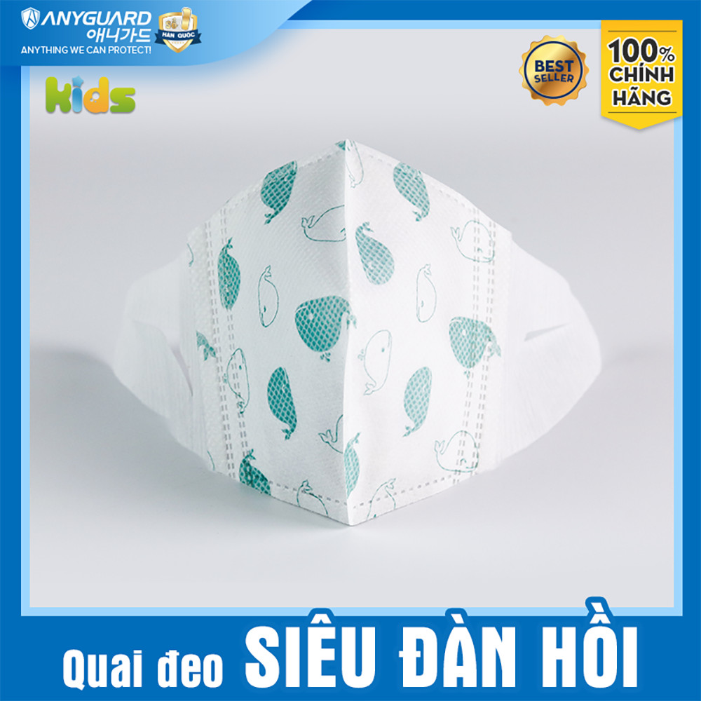 ComBo (30 Chiếc) Khẩu Trang Trẻ Em Hàn Quốc Form 2D Anyguard Chính Hãng - Quai Đeo Siêu Đàn Hồi (10 gói) - 베이비 마스크 - Face Mask For Kids - ISO 9001:2015, ISO 13485:2016, QCVN 01:2017/BTC