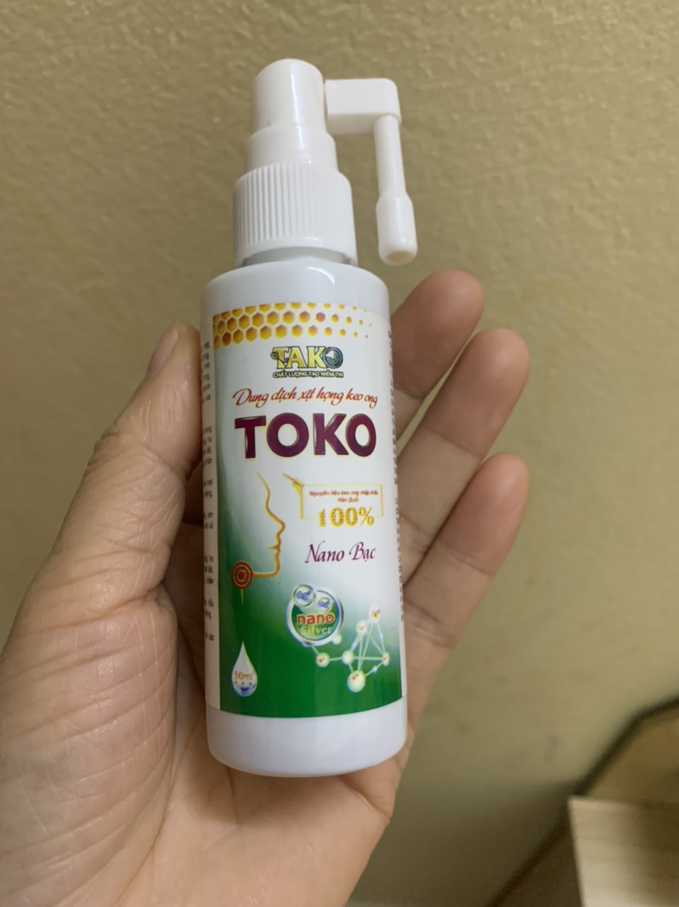 Dung dịch xịt họng keo ong TOKO Tako nguyên liệu keo ong nhập khẩu Hàn Quốc, Nano bạc chai lớn 50ml