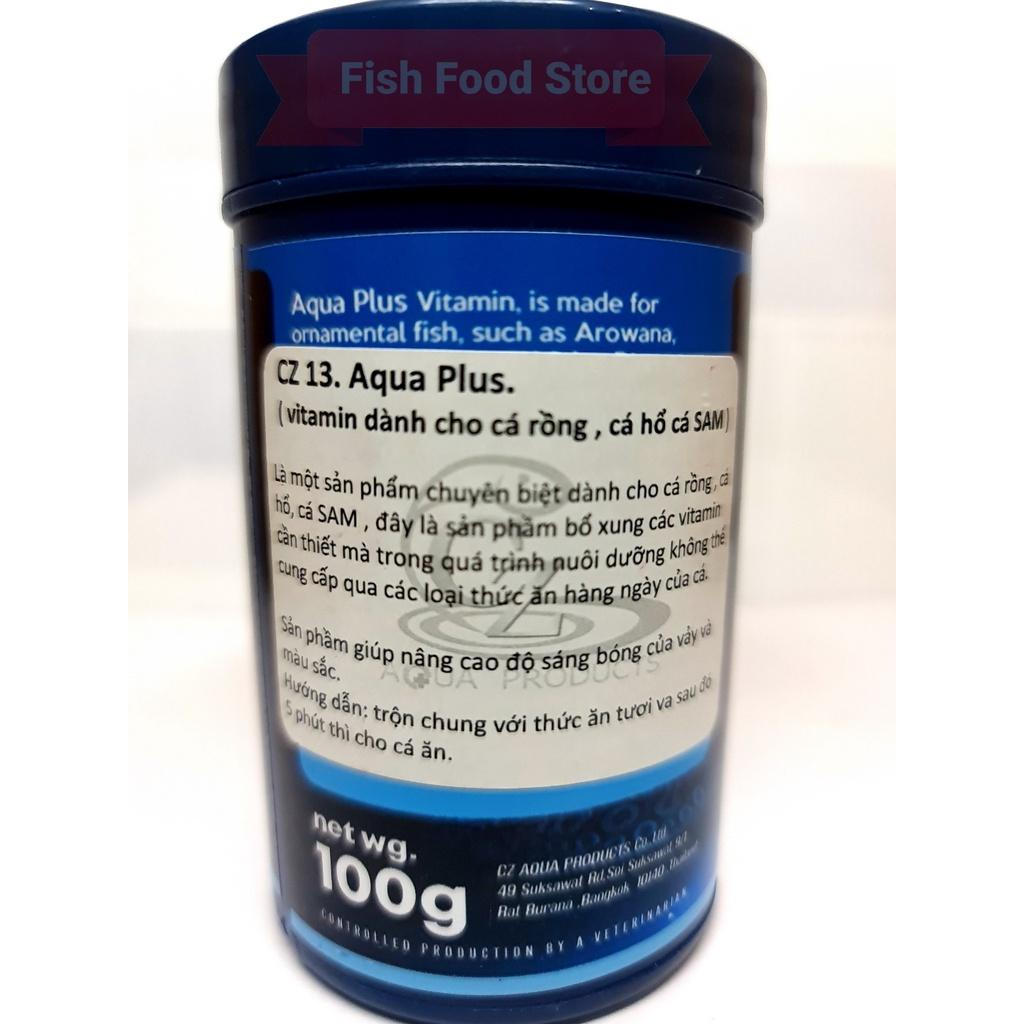Cz13 Aqua Plus Vitamin tăng sức đề kháng.Nâng cao độ sáng bóng của vảy và màu sắc cho cá. Hàng Thái Lan