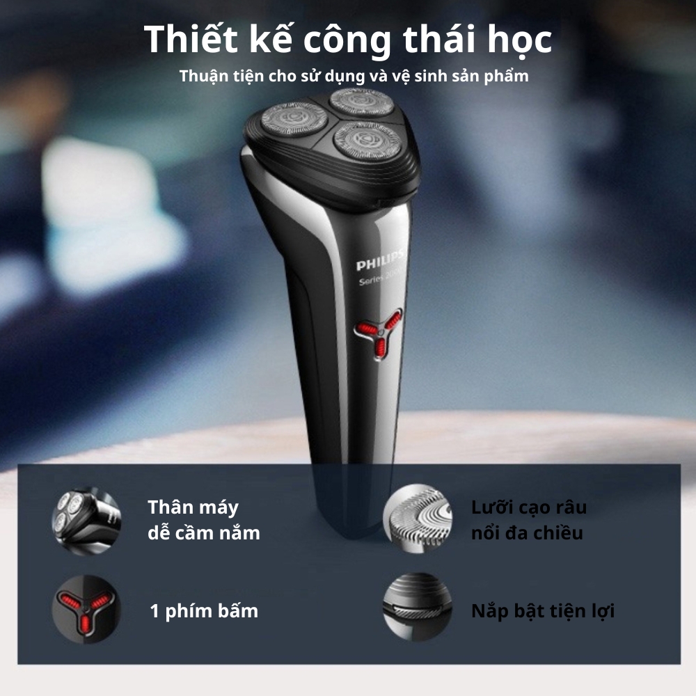 Máy cạo râu điện Philips S2302 - Bản nâng cấp của S1301 S1203, cạo khô &amp; ướt, Pin sạc nhanh - Hàng nhập khẩu