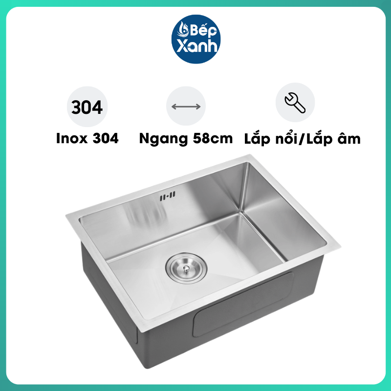 Chậu Rửa Chén Vision Manual Sink Ecalite ESD-5843HS - Chất Liệu Inox 304 Siều Bền - Ngang 58cm - Lắp Nổi/Lắp Âm - Hàng Chính Hãng